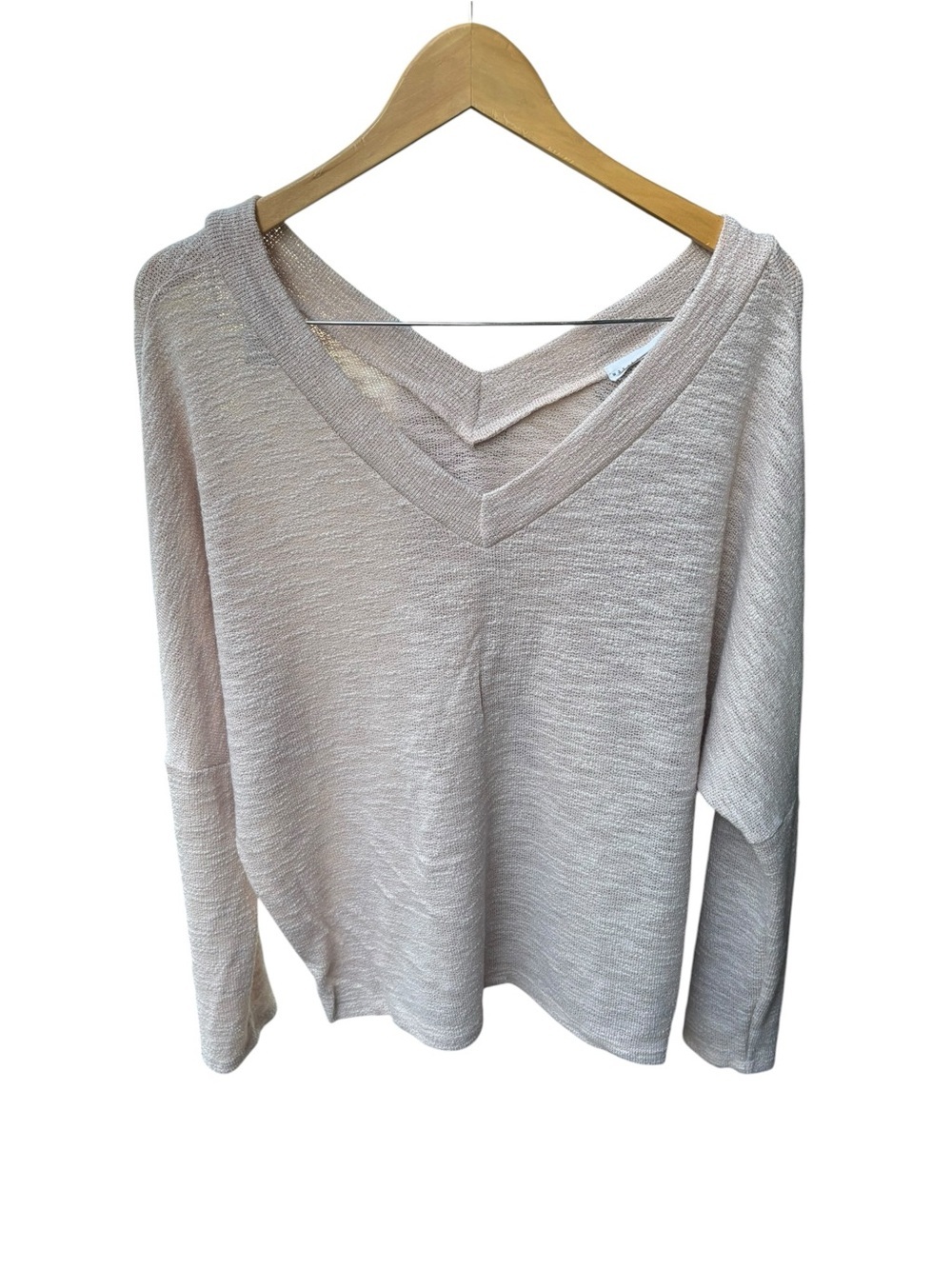 Wasabi + Mint Light Beige V-Neck Women's Sweater Top I Size: L